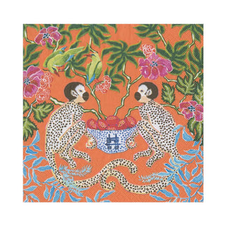 Caspari Monkeys Paper Luncheon Napkins in Orange - 20 Per Package 15921L