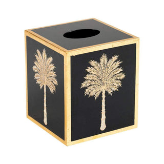 Caspari Grand Palms Lacquer Tissue Box Cover in Black - 1 Each 15933LQTB