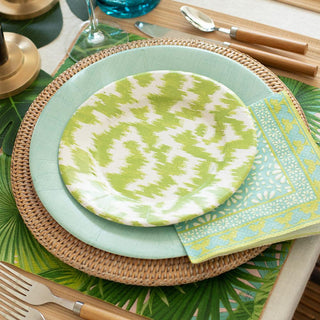 Caspari Modern Moiré Paper Salad & Dessert Plates in Green - 8 Per Package 15952SP