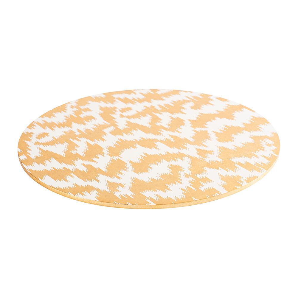 Caspari Modern Moiré Round Lacquer Placemat in Gold 1 Each Caspari