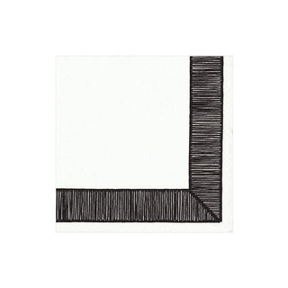 Caspari Ribbon Border Paper Cocktail Napkins in Black - 20 Per Package 15960C