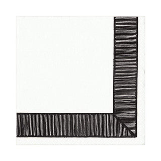 Caspari Ribbon Border Paper Luncheon Napkins in Black - 20 Per Package 15960L