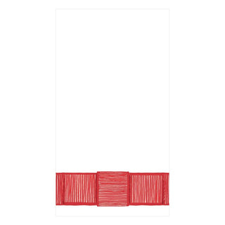 Caspari Ribbon Border Paper Guest Towel Napkins in Red - 15 Per Package 15961G