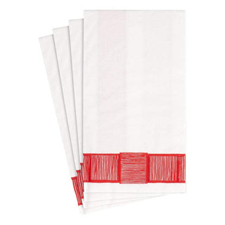 Caspari Ribbon Border Paper Guest Towel Napkins in Red - 15 Per Package 15961G