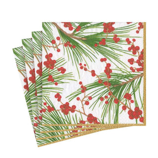 Caspari Berries and Pine Paper Luncheon Napkins - 20 Per Package 15990L