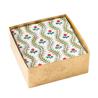 Caspari Domino Paper Holly Boxed Paper Cocktail Napkins - 40 Per Box 16010B