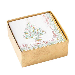 Caspari Christmas Calligraphy Boxed Paper Cocktail Napkins - 40 Per Box 16040B