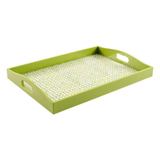 Caspari Trellis Lacquer Large Rectangle Tray in Green - 1 Each 16071LQREC