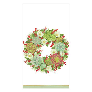 Caspari Succulent Wreath Paper Guest Towel Napkins - 15 Per Package 16080G