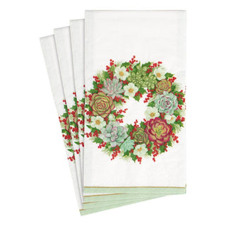 Caspari Succulent Wreath Paper Guest Towel Napkins - 15 Per Package 16080G