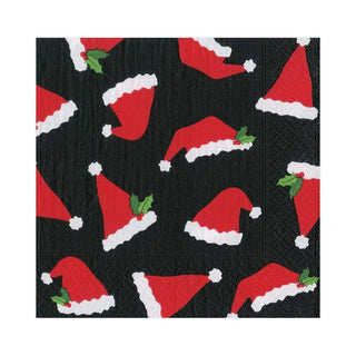 Caspari Santa Hat Toss Paper Luncheon Napkins in Black - 20 Per Package 16131L