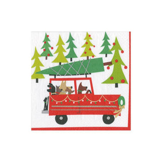 Caspari Doggy Tree Adventure Paper Cocktail Napkins - 20 Per Package 16140C