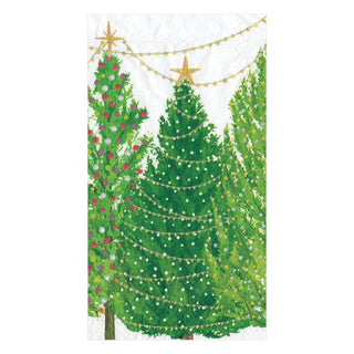 Caspari Christmas Trees with Lights Paper Guest Towel Napkins - 15 Per Package 16150G