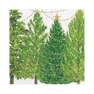 Caspari Christmas Trees with Lights Paper Luncheon Napkins - 20 Per Package 16150L