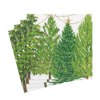 Caspari Christmas Trees with Lights Paper Luncheon Napkins - 20 Per Package 16150L