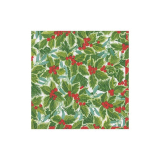Caspari Holly and Mistletoe Paper Cocktail Napkins - 20 Per Package 16210C