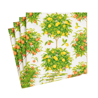 Caspari Citrus Topiaries Paper Cocktail Napkins in White - 20 Per Package 16380C