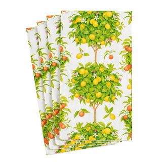 Caspari Citrus Topiaries Paper Guest Towel Napkins in White - 15 Per Package 16380G