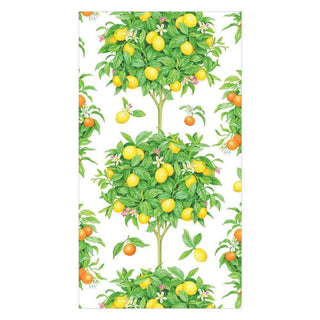 Caspari Citrus Topiaries Paper Guest Towel Napkins in White - 15 Per Package 16380G