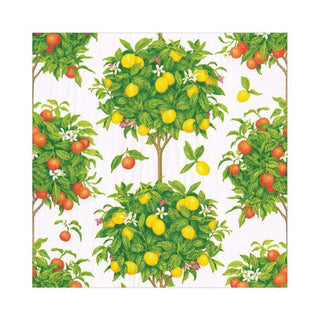 Caspari Citrus Topiaries Paper Luncheon Napkins in White - 20 Per Package 16380L