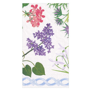 Caspari Mary Delany Flower Mosaics Paper Guest Towel Napkins in White - 15 Per Package 16410G