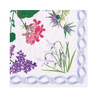 Caspari Mary Delany Flower Mosaics Paper Luncheon Napkins in White - 20 Per Package 16410L