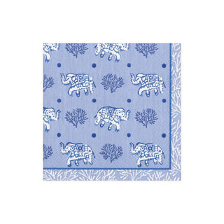 Caspari Batik Elephants Paper Cocktail Napkins in Blue - 20 Per Package 16461C