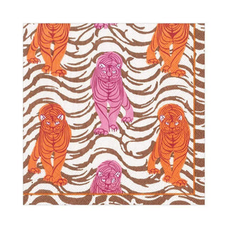Caspari Tiger Stripe Paper Luncheon Napkins in Orange & Pink - 20 Per Package 16470L