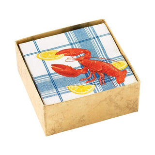 Caspari Lobster Bake Boxed Paper Cocktail Napkins - 40 Per Box 16480B