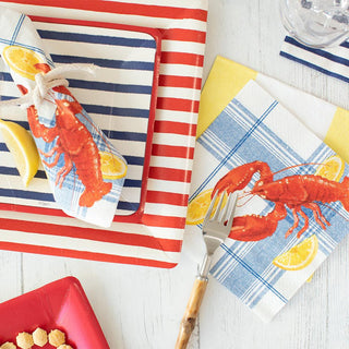 Caspari Lobster Bake Paper Cocktail Napkins - 20 Per Package 16480C