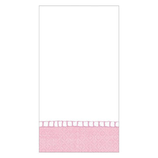 Caspari Linen Border Paper Guest Towel Napkins in Petal Pink - 15 Per Package 16510G