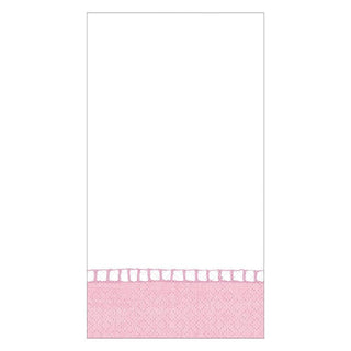 Caspari Linen Border Paper Guest Towel Napkins in Petal Pink - 15 Per Package 16510G