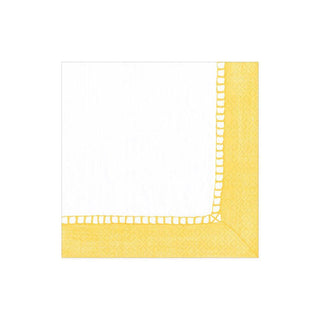 Caspari Linen Border Paper Cocktail Napkins in Yellow - 20 Per Package 16512C