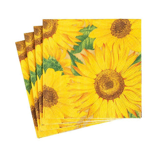 Caspari Sunflowers Paper Cocktail Napkins - 20 Per Package 16520C
