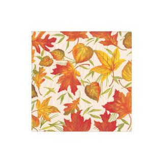 Caspari Woodland Leaves Paper Cocktail Napkins in Ivory - 20 Per Package 16540C