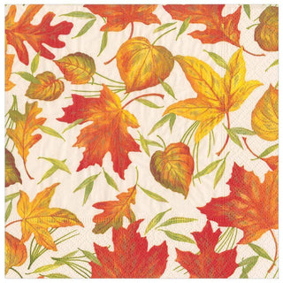 Caspari Woodland Leaves Paper Dinner Napkins in Ivory - 20 Per Package 16540D