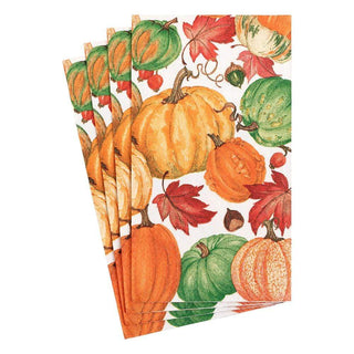 Caspari Pumpkin Field Paper Guest Towel Napkins in White - 15 Per Package 16550G