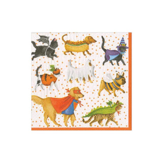 Caspari Pets in Costume Paper Cocktail Napkins - 20 Per Package 16560C