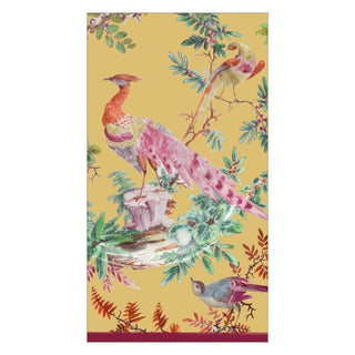 Caspari Chelsea Birds Paper Guest Towel Napkins in Gold - 15 Per Package 16580G