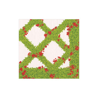 Caspari Boxwood Trellis Paper Cocktail Napkins - 20 Per Package 16630C