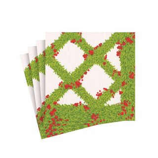 Caspari Boxwood Trellis Paper Cocktail Napkins - 20 Per Package 16630C