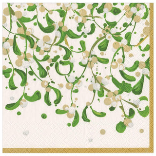 Caspari Modern Mistletoe Paper Dinner Napkins - 20 Per Package 16680D