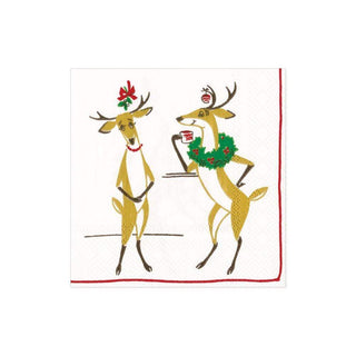 Caspari Mistletoe Meets Toddy Paper Cocktail Napkins - 20 Per Package 16730C