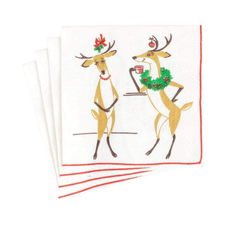 Caspari Mistletoe Meets Toddy Paper Cocktail Napkins - 20 Per Package 16730C