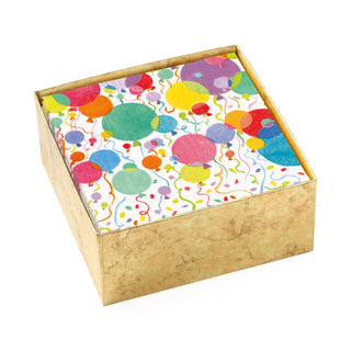 Caspari Balloons and Confetti Boxed Paper Cocktail Napkins in White - 40 Per Box 16810B