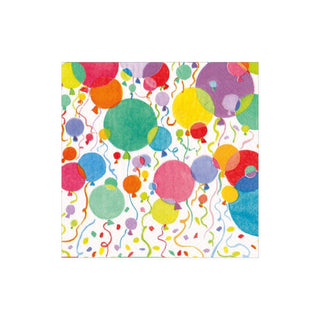 Caspari Balloons and Confetti Paper Cocktail Napkins in White - 20 Per Package 16810C