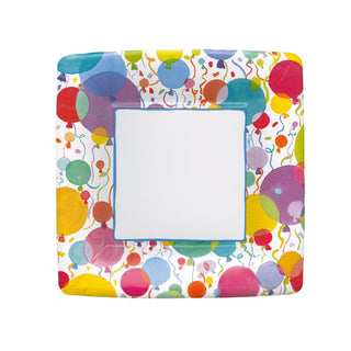 Caspari Balloons and Confetti Square Paper Salad & Dessert Plates - 8 Per Package 16810SP