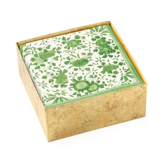 Caspari Delft Boxed Paper Cocktail Napkins in Green - 40 Per Box 16831B