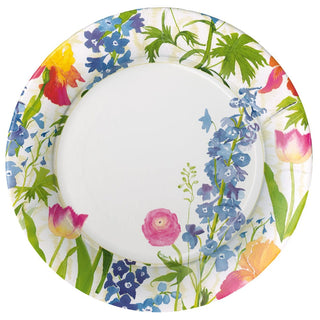 Caspari Summer Garden Paper Dinner Plates in White - 8 Per Package 16850DP