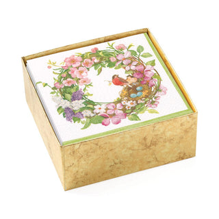 Caspari Spring Wreath Boxed Paper Cocktail Napkins - 40 Per Box 16860B